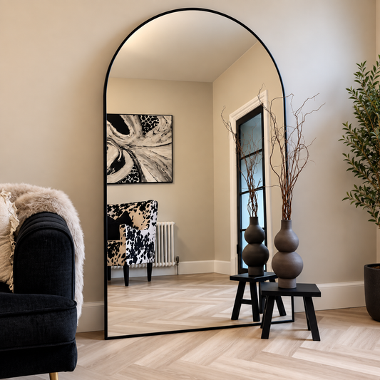 Boogspiegel Lys - 180x100cm - Staand & hangsysteem - Zwart