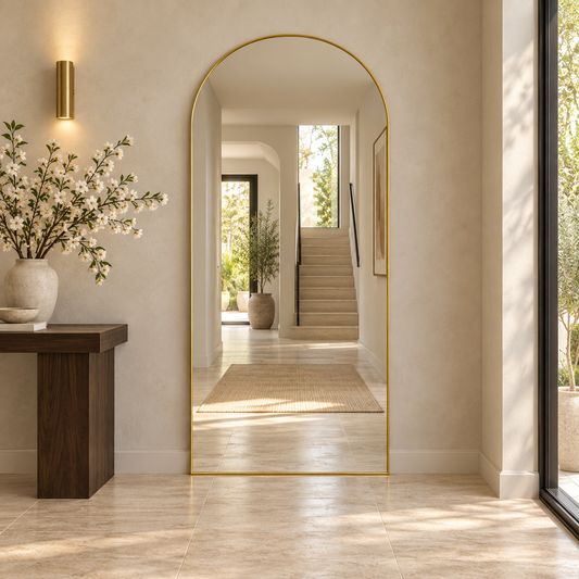 Boogspiegel Lys - 180x100cm - Staand & hangsysteem - Goud