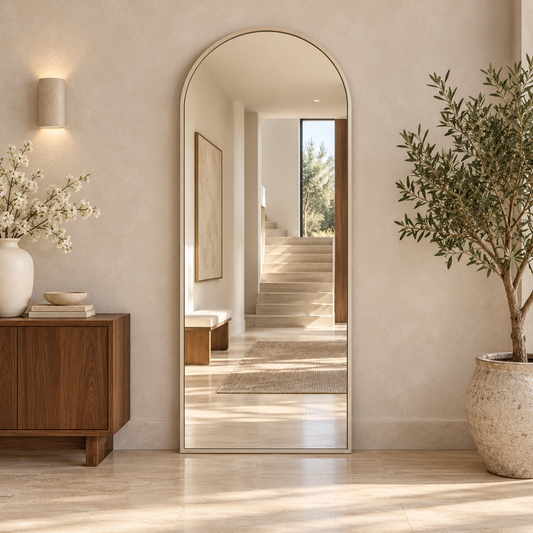 Boogspiegel Lys - 180x70cm - Staand & hangsysteem - Japandi Beige