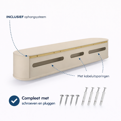 Chic Curve Ronde TV Meubel 180cm - Zwevend – Japandi Beige
