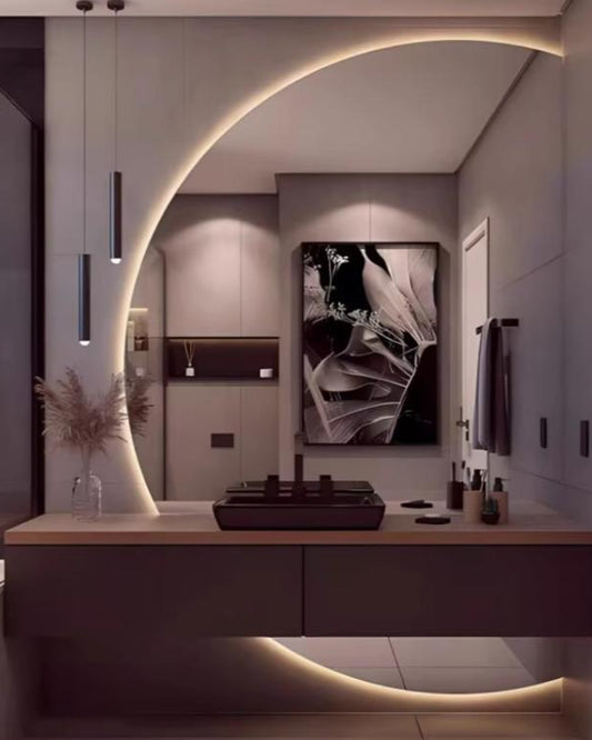 Halve Maan Spiegel – LED-Verlichting - tweedelig - 160 x 100cm