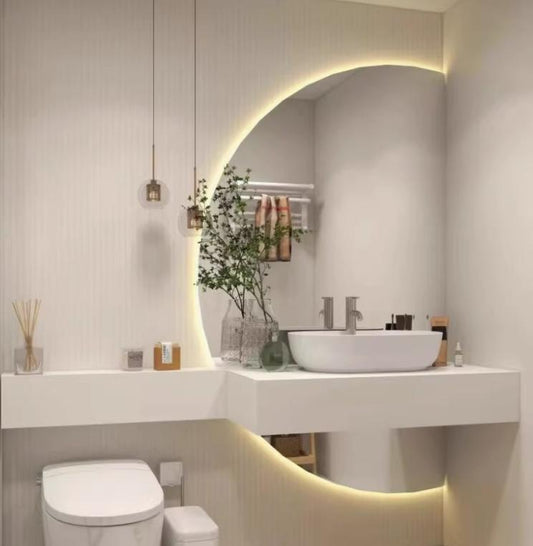 Halve Maan Spiegel – LED-Verlichting - tweedelig - 160 x 100cm