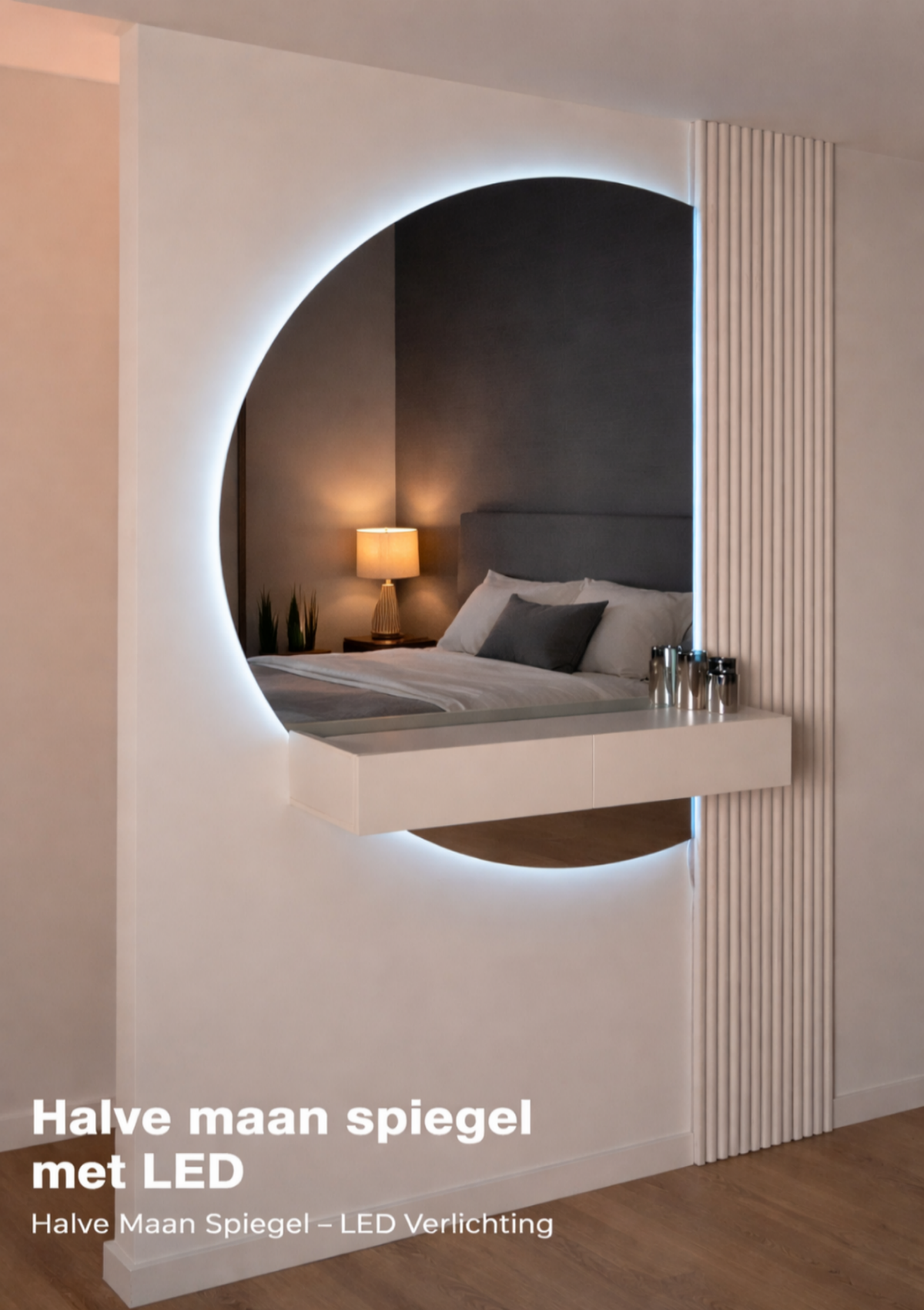 Halve Maan Spiegel Lys – LED Verlichting - tweedelig - 160 x 100cm - Ronding Links