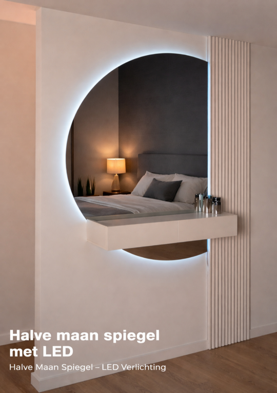 Halve Maan Spiegel Lys – LED Verlichting - tweedelig - 160 x 100cm - Ronding Links