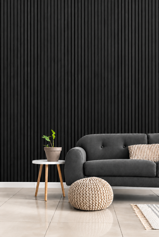Akoestische wandpanelen - 280 x 60 x 2.2 cm - Zwart Eiken - Lattenwand - Akupanel