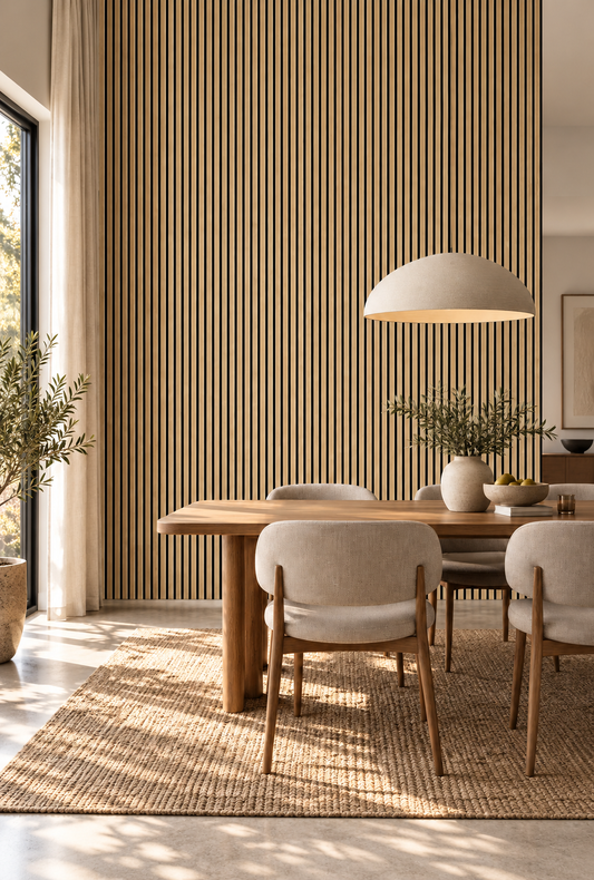 Akoestische wandpanelen - 280 x 60 x 2.2 cm - Rustiek Naturel Eiken - Lattenwand - Akupanel