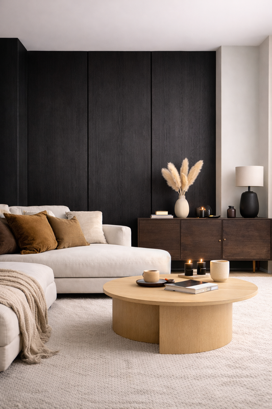 Decor paneel - 280 x 60 cm - Akoestische wandpanelen - Zwart eiken