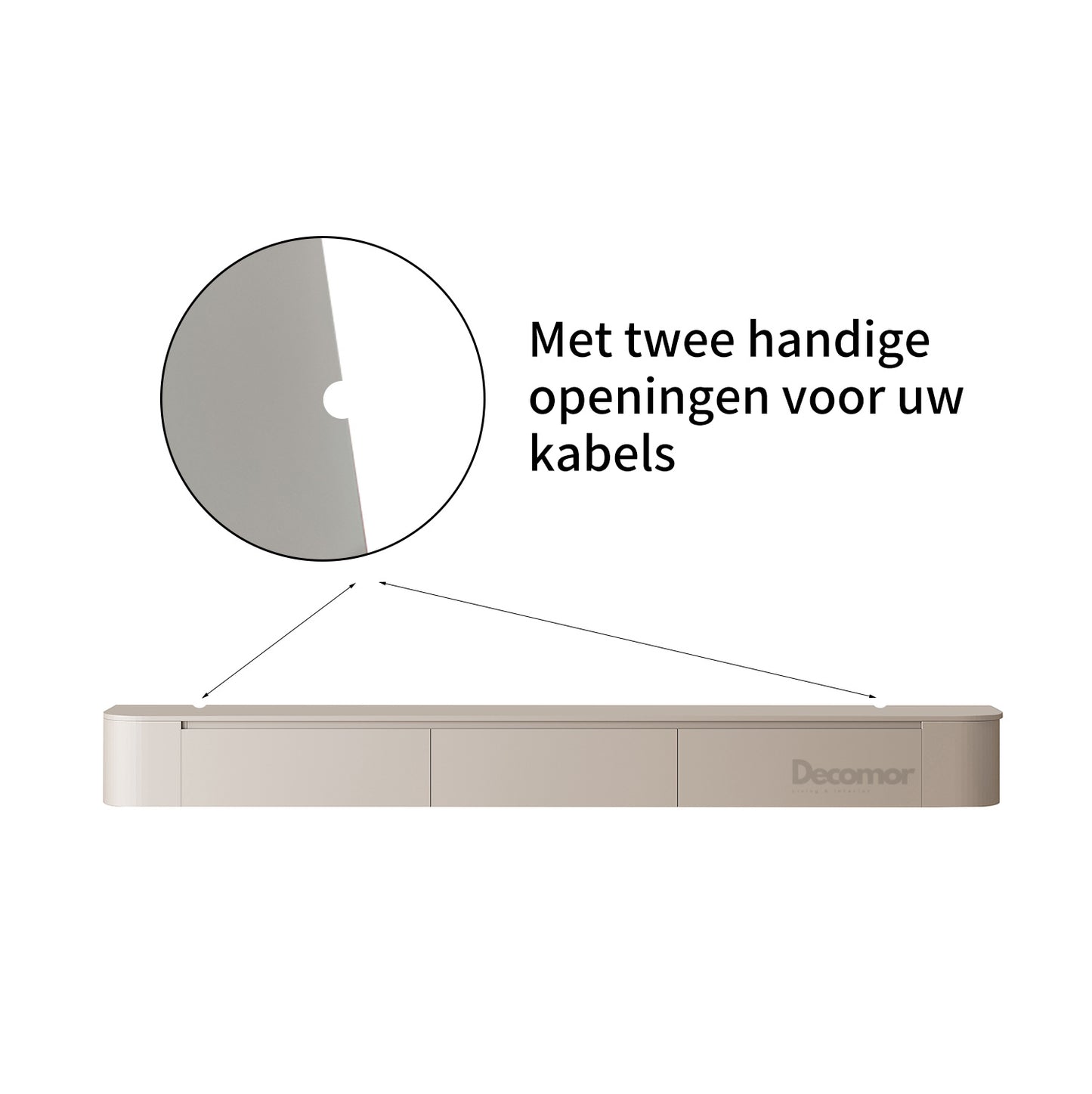 Chic Curve Ronde TV Meubel 240cm - Zwevend – Japandi Beige