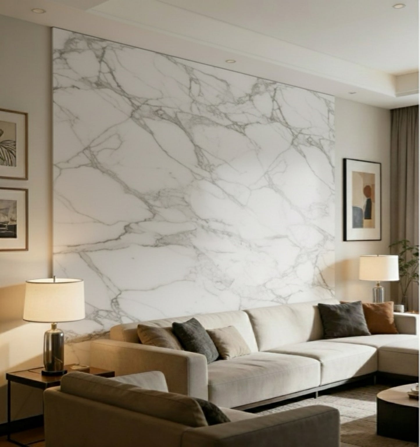 Marmeren wandpaneel plaat - Marmo Calacatta White hoogglans - 280 x 122 x 0.5cm