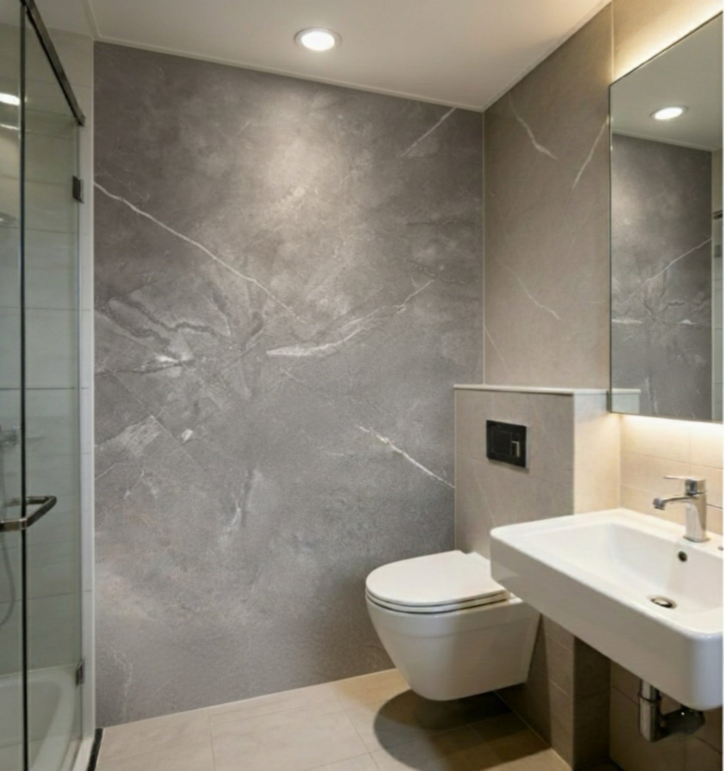 Marmeren wandpaneel plaat - Marmo Dark Grey Stone - 280 x 122 x 0.5cm