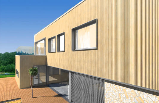 Composiet Gevelbekleding - Lattenwand Wandpanelen - 3D nerf - 290 x 22 cm - Naturel eiken