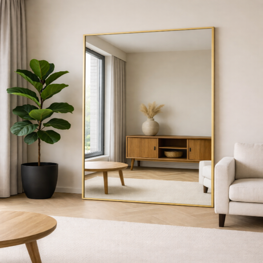 Luxe Rechthoek Spiegel - 180x100cm - Staand & hangsysteem - Goud