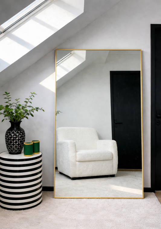 Luxe Rechthoekige Spiegel Lys - 180x100cm - Staand & hangsysteem - Goud