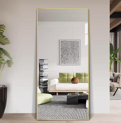 Luxe Rechthoek Lys Spiegel - 180x100cm - Staand & hangsysteem - Goud/Brons