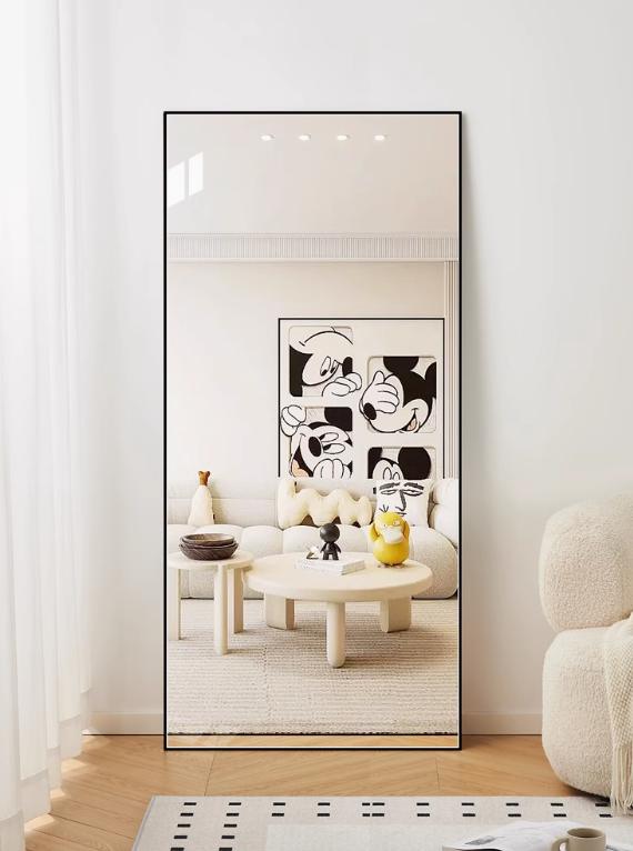 Luxe Rechthoek Lys Spiegel  - 180x100cm - Staand & hangsysteem- Zwart