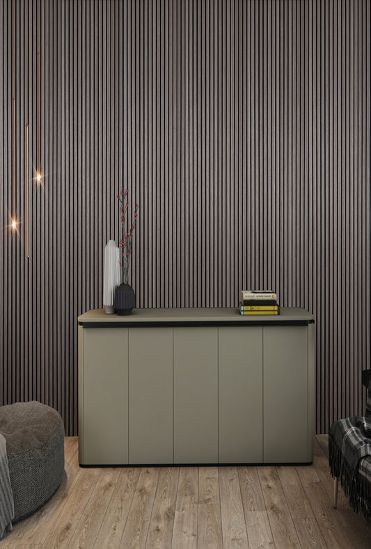 Akoestische wandpanelen - 280 x 60 x 2.2 cm - Gerookt Eiken - Lattenwand - Akupanel