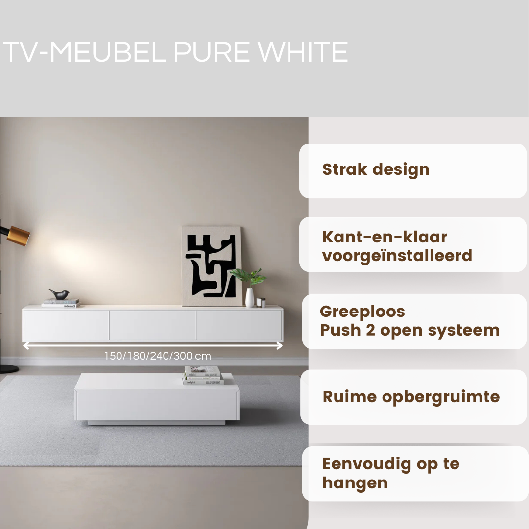 Chic TV Meubel 300cm – Pure White – Wit