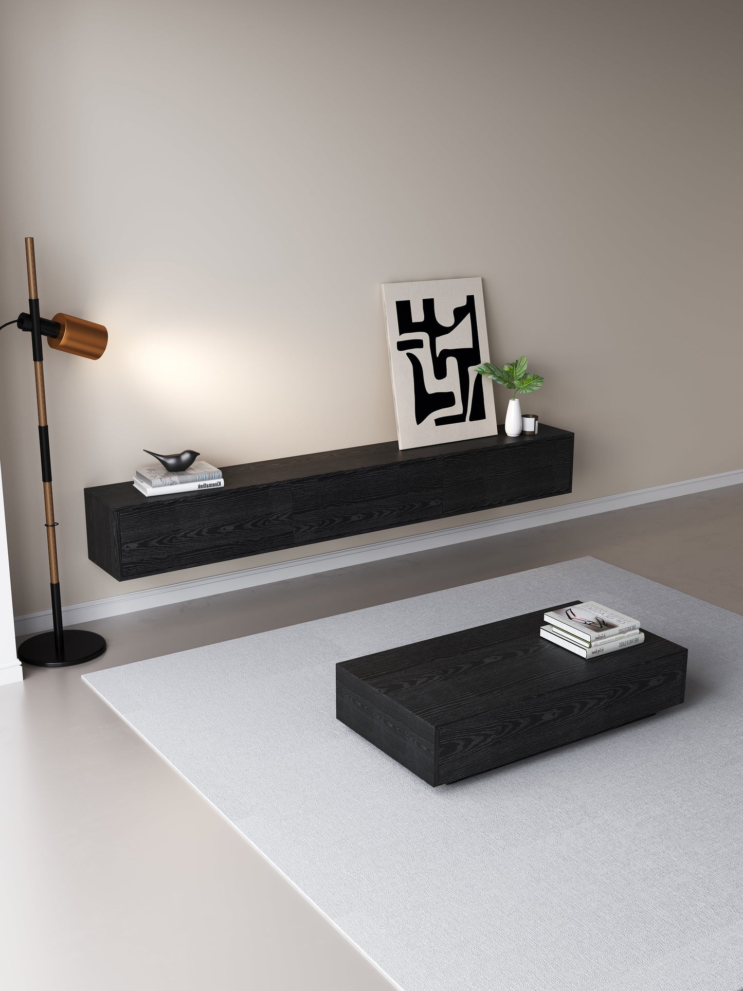 Chic TV Meubel 240cm – Zwart Eiken – Black Ash