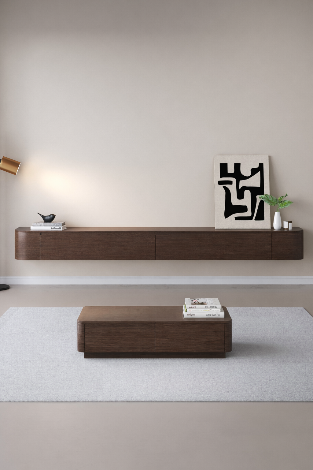 Chic TV meubel Rond - 180cm - Walnoot Eiken
