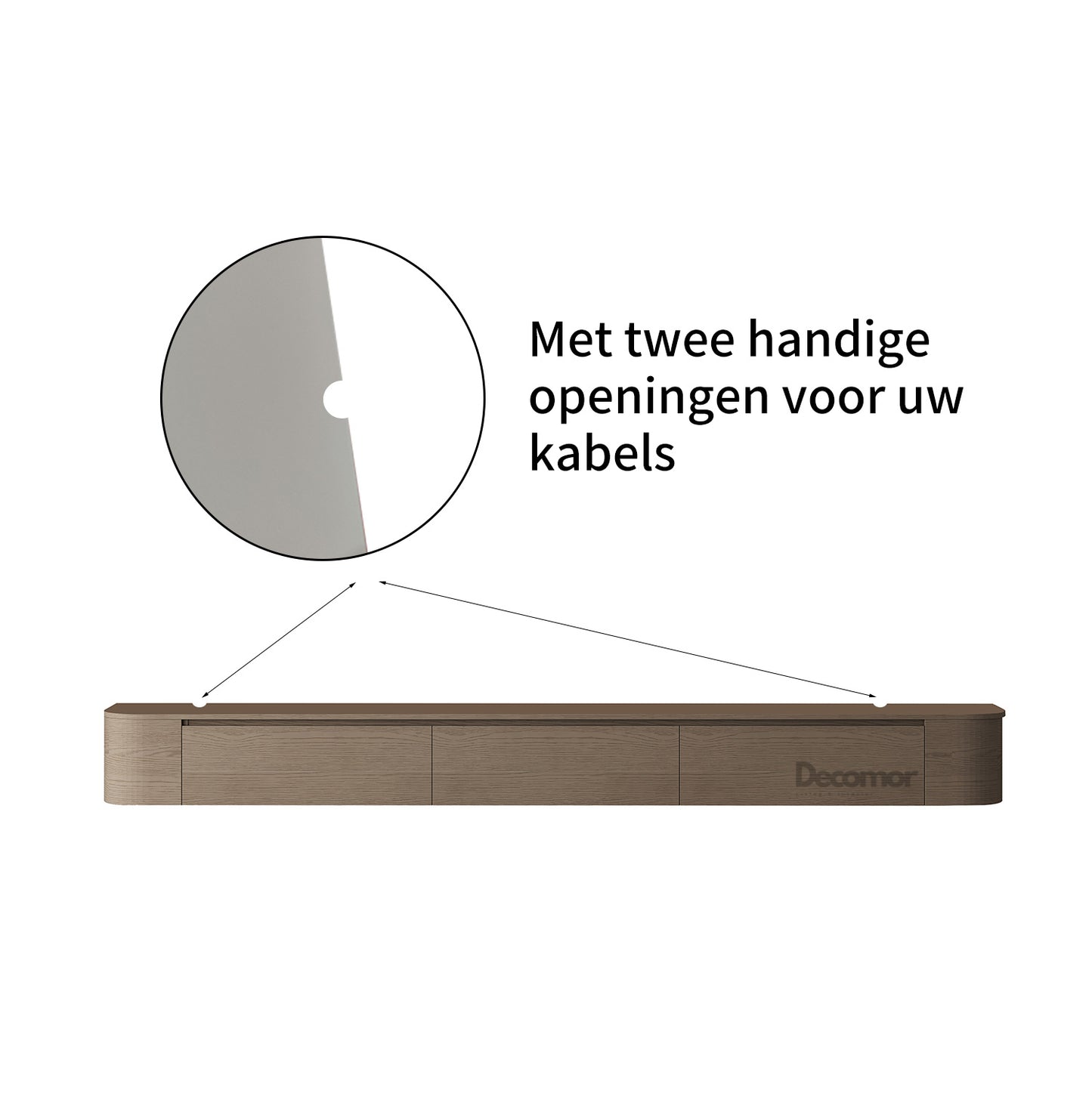 Chic Curve Ronde TV Meubel 240cm - Zwevend – Walnoot eiken