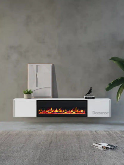 TV meubel met haard 180cm - Pure White