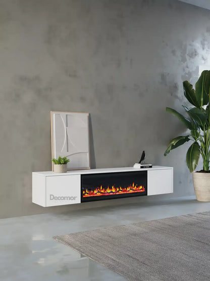 TV meubel met haard 280cm - Pure White