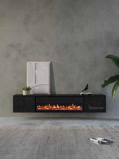TV meubel met haard 180cm - zwart eiken